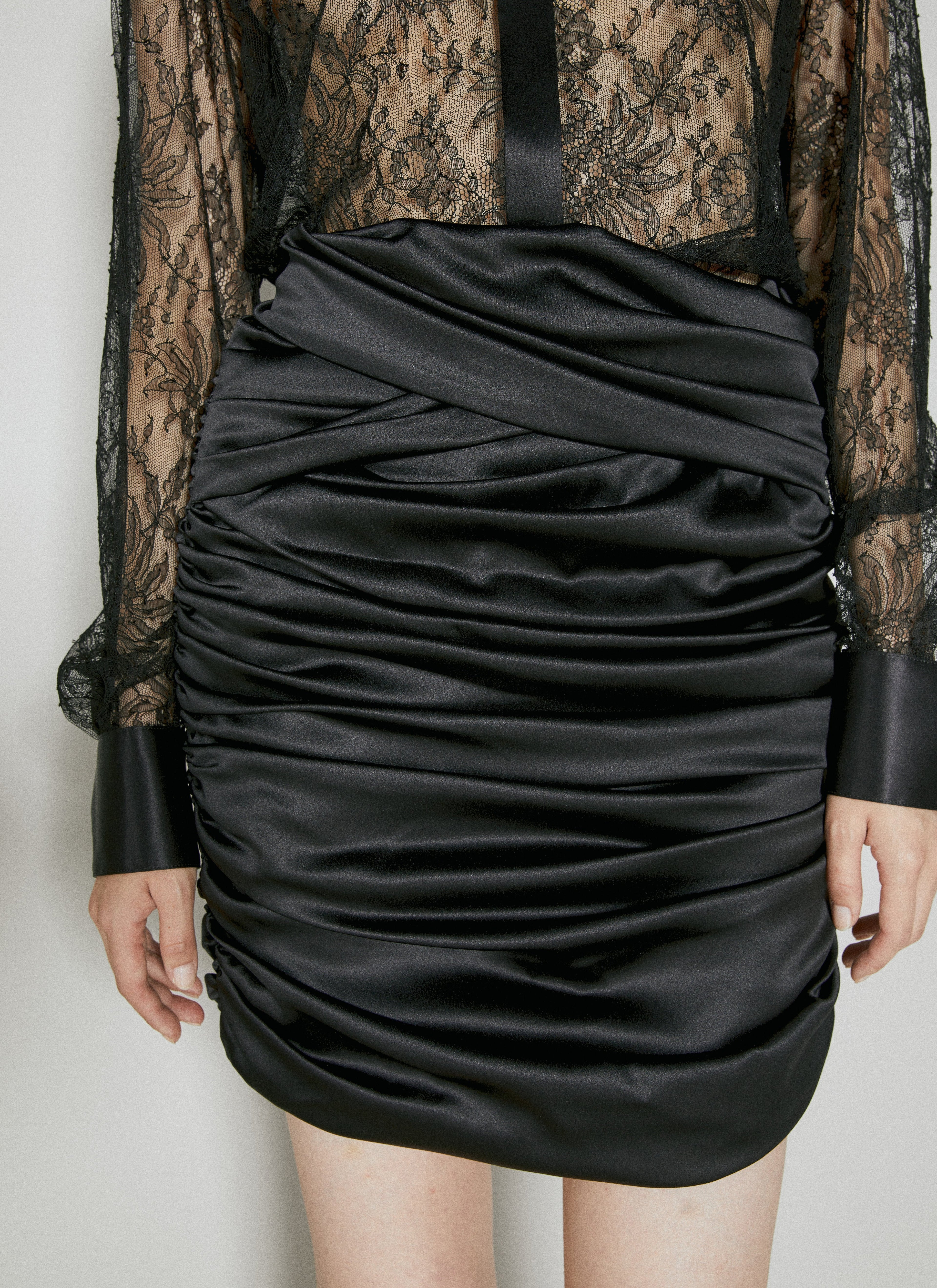 Dolce & Gabbana Women Ruched Silk Mini Skirt