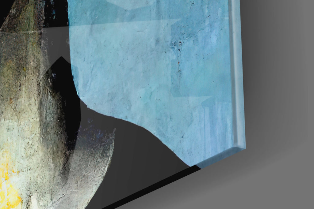 Red And Blue Collage Blocks Portrait Glass Wall Art