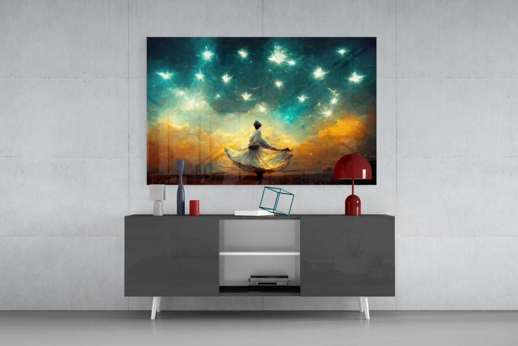 Whirling Dervish Starry Sky Glass Wall Art