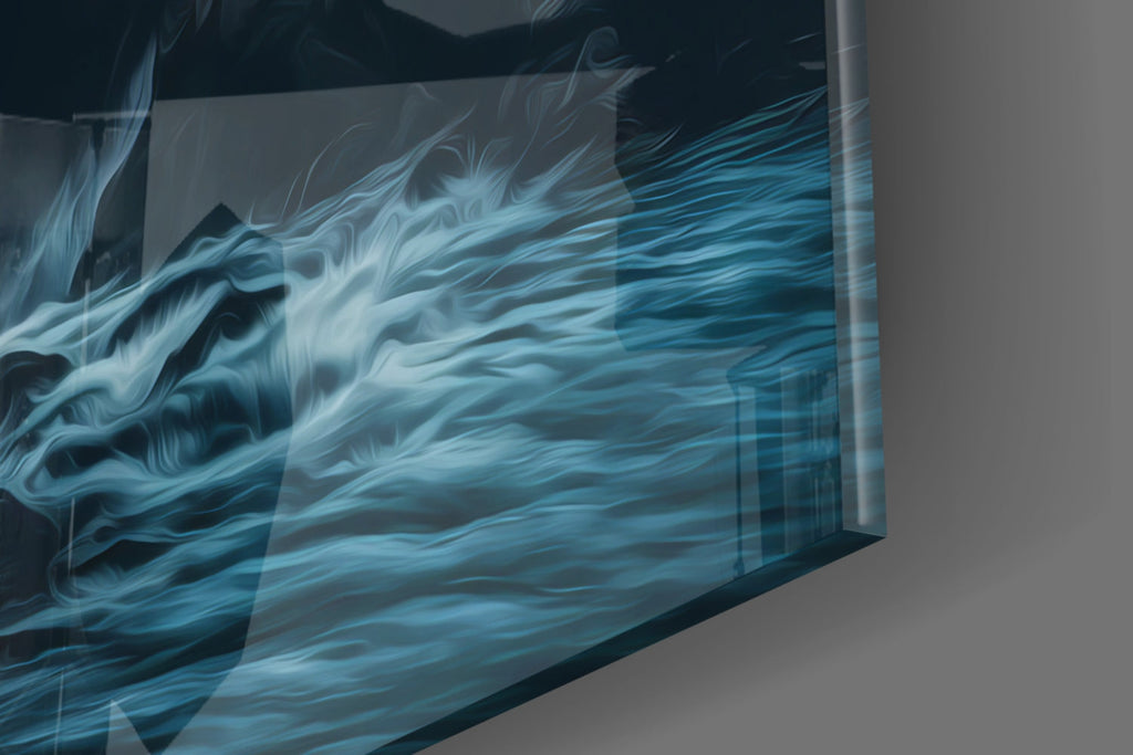 Dusk Gorge Misty Pines Rapids Glass Wall Art