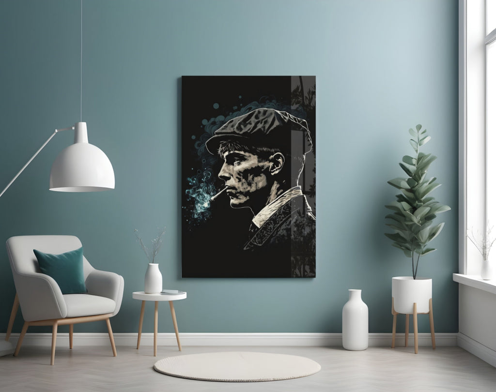 Newsboy Cap Gangster Glass Wall Art  || Designer Collection