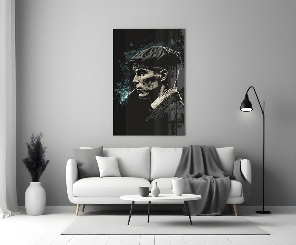 Newsboy Cap Gangster Glass Wall Art  || Designer Collection