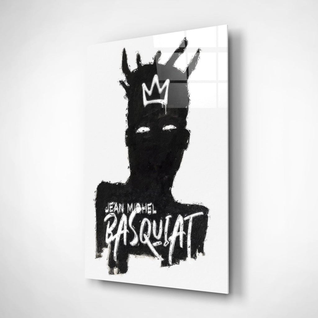 Black Silhouette Crowned King Glass Wall Art