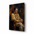 Ivory Gold Coat Prince Throne Glass Wall Art