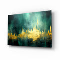 Golden Skyline Teal Mist Glass Wall Art