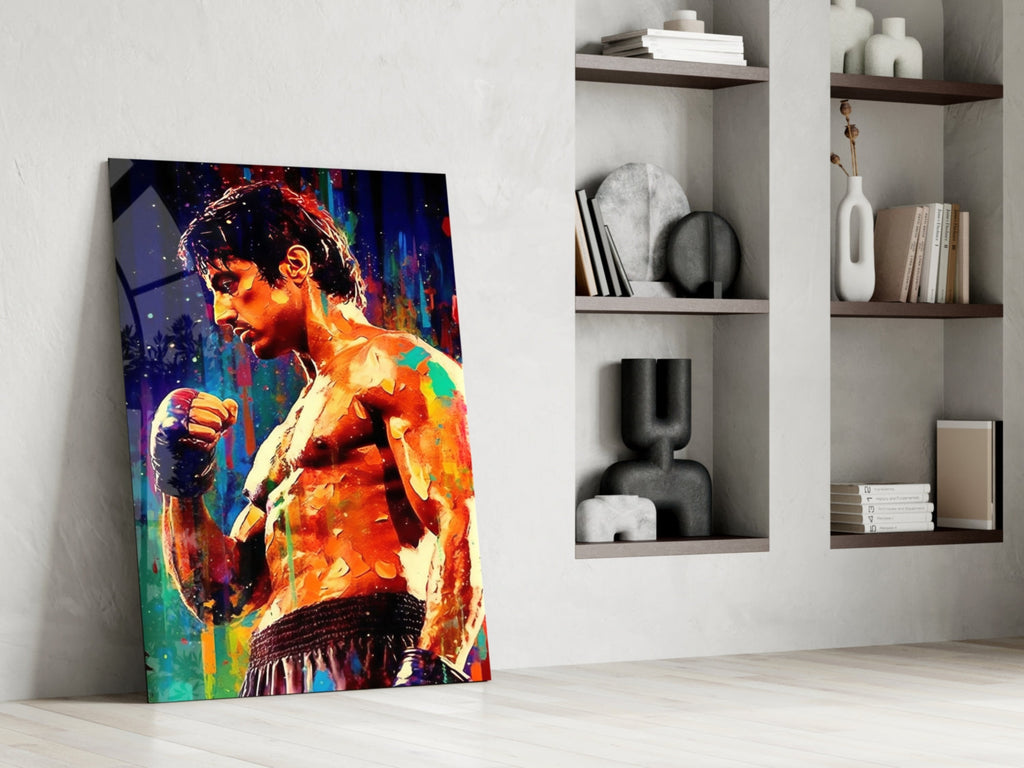 Rainbow Splash Profile Fighter Glass Wall Art