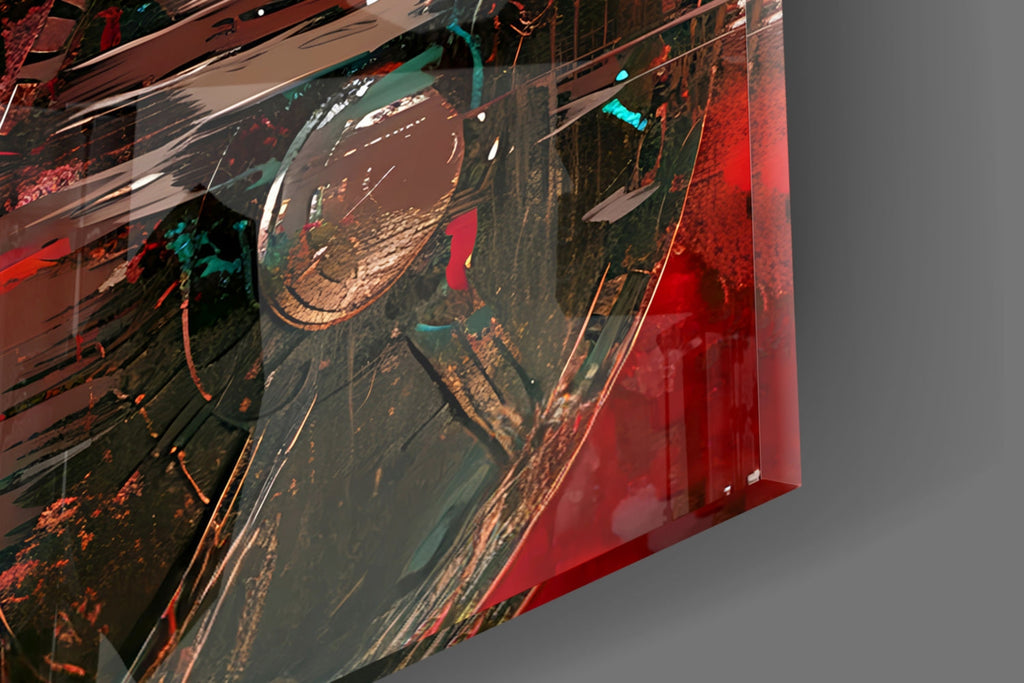 Deep Red Gladiator Shield Glass Wall Art