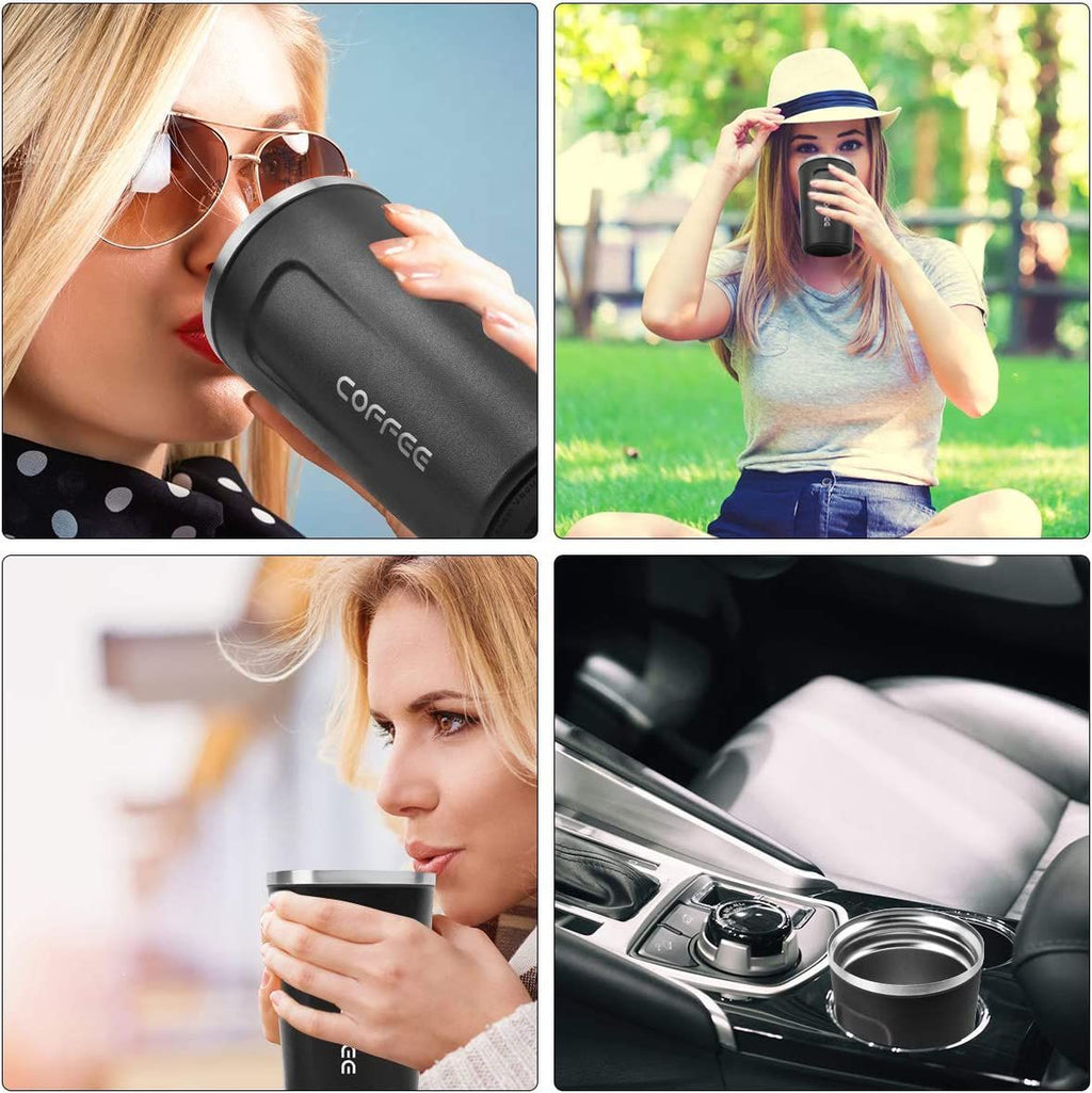 12 oz Stainless Steel Vacuum Insulated Tumbler - Coffee Travel Mug Spill Proof with Lid - T hermos Cup for Keep Hot/Ice Coffee; Tea and Beer