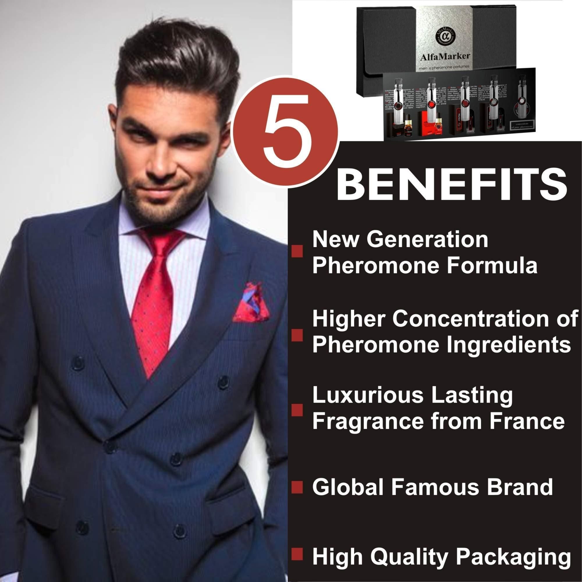 Pheromone Cologne for Men 5 Male Pheromone Perfumes x 2ml Pheromone Perfume Set Great Holiday Gift