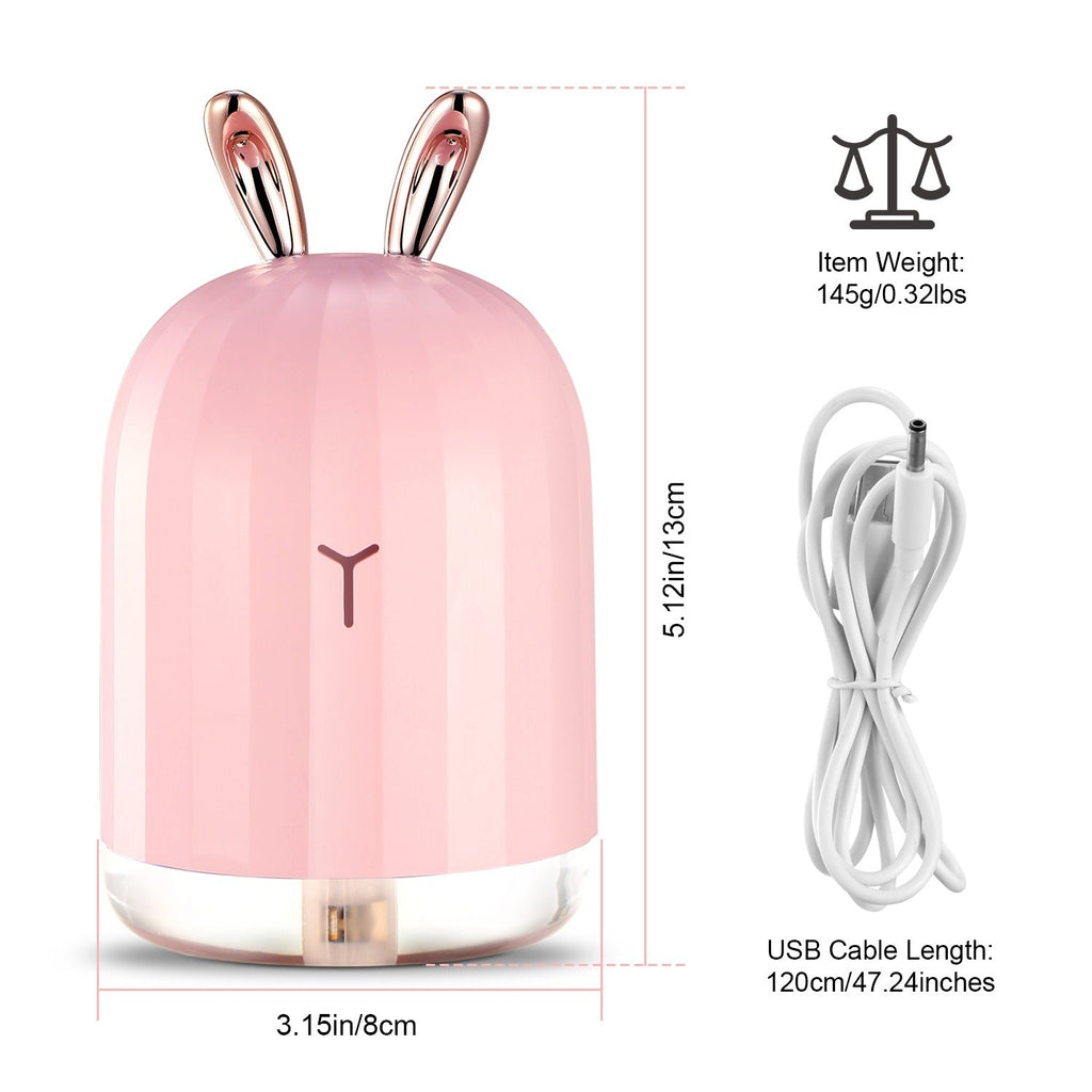220ml Cool Mist Humidifier Ultrasonic Air Diffuser Atomizer w/7 Color Breathing Lights