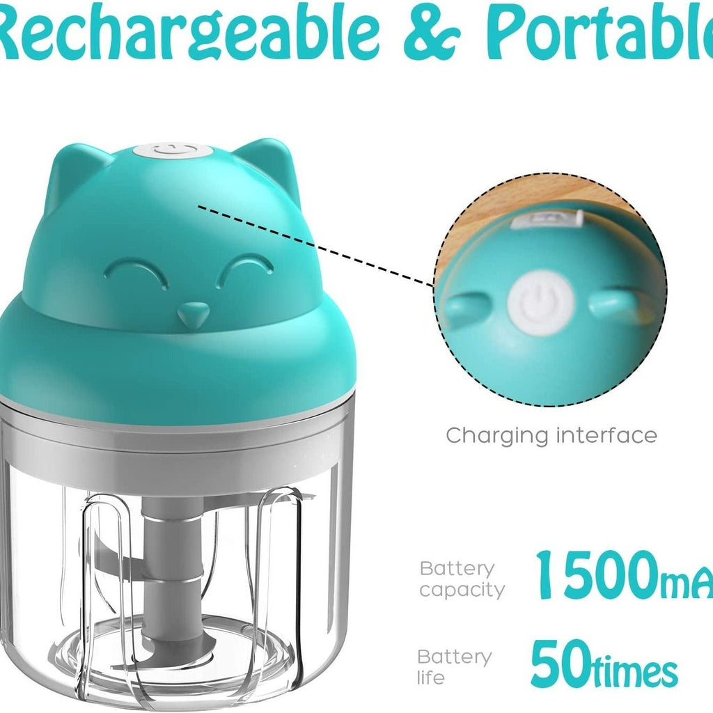 1pc 250ml/8.45oz Mini Electric Food Chopper Food Processor For Onion Chili Herb Garlic Small Cordless Veggie Fruit Blender