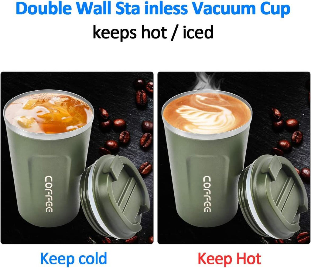 12 oz Stainless Steel Vacuum Insulated Tumbler - Coffee Travel Mug Spill Proof with Lid - T hermos Cup for Keep Hot/Ice Coffee; Tea and Beer