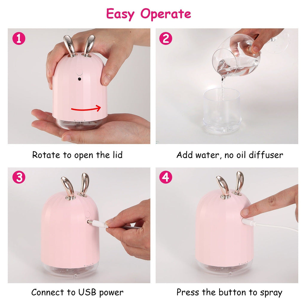 220ml Cool Mist Humidifier Ultrasonic Air Diffuser Atomizer w/7 Color Breathing Lights