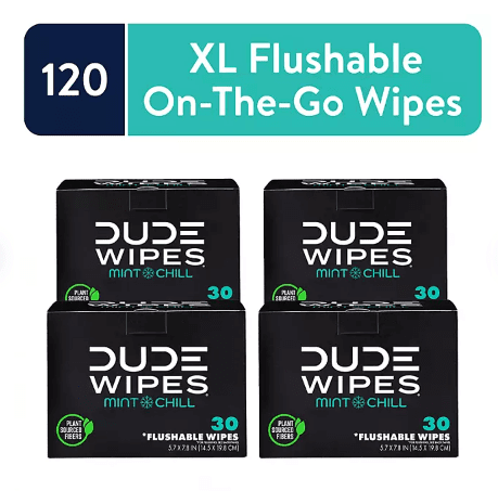 DUDE Wipes XL Flushable Wipes – Fragrance Free, Hypoallergenic Adult Wipes (400 CT / 480 CT)