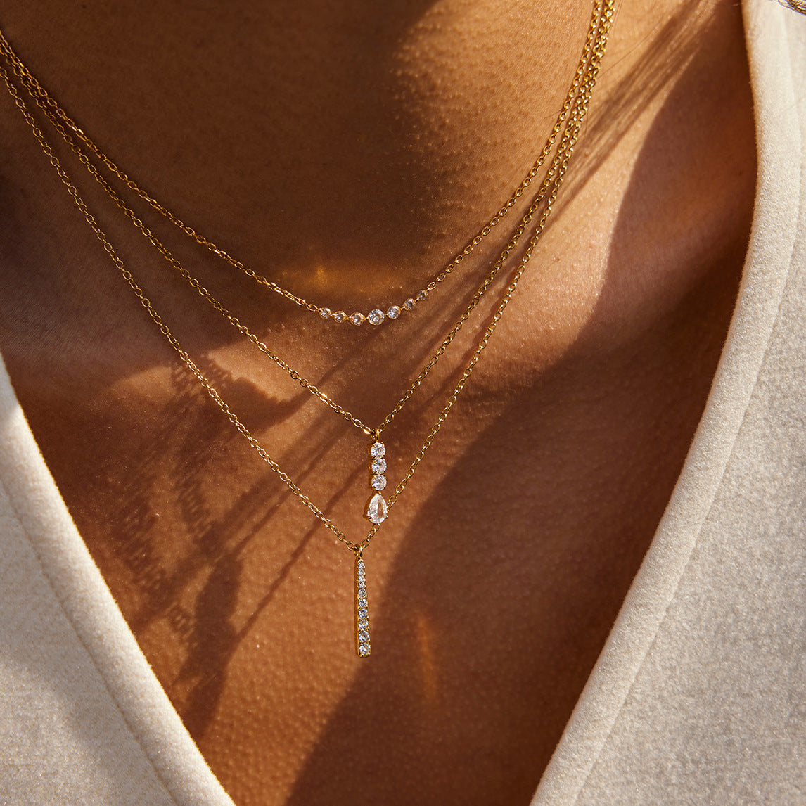 Titanium Steel Zircon Necklace Womens Jewelry Stainless Steel Earrings That Wont Fade