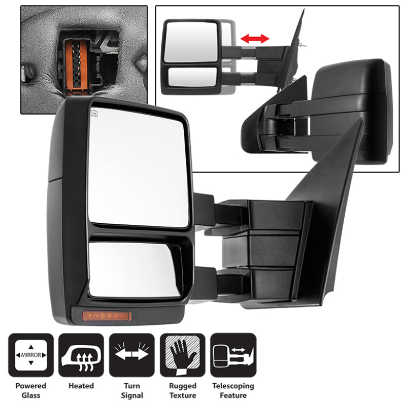SPYDER Xtune Ford F150 04-06 Power Heated Amber LED Signal Telescoping Mirror Left MIR-FF15004S-PWH-AM-L 9935367
