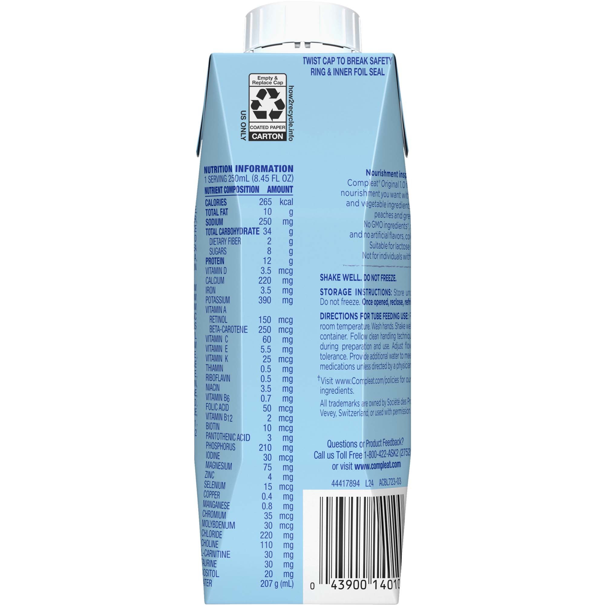 Compleat® 1.0 Original Nutritionally Complete Tube Feeding Formula, 8.45-oz. 10043900140107
