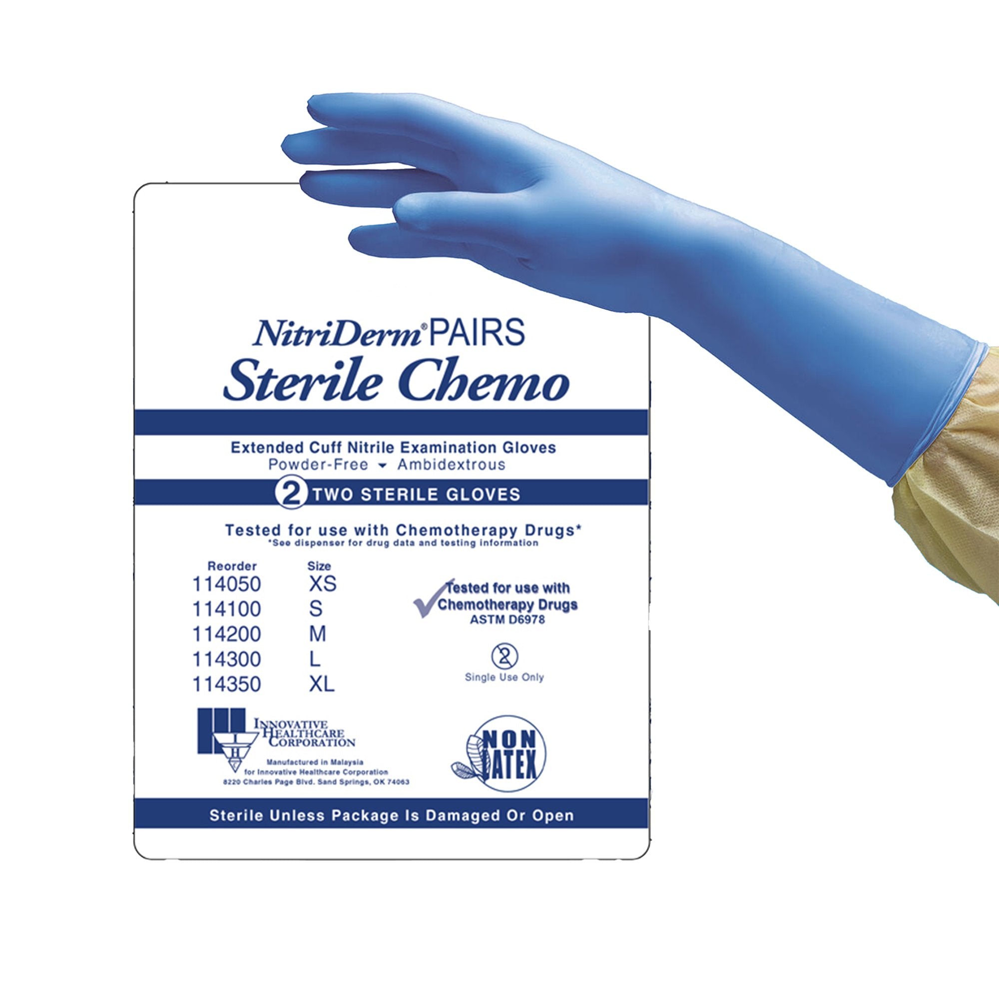 NitriDerm® EC Nitrile Extended Cuff Length Exam Glove, Large, Blue 114300
