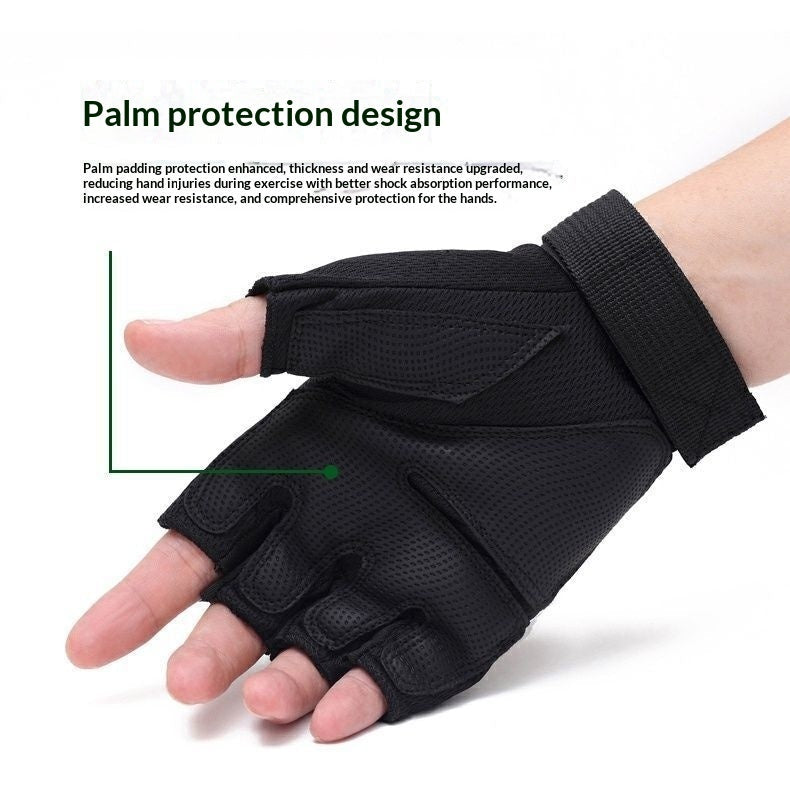 Student Style Half Finger Gloves For Men Outdoor Fitness And Cyclingfingerless Design