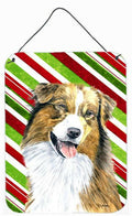 Australian Shepherd Candy Cane Holiday Christmas Wall or Door Hanging Prints Aluminum Metal Sign Kitchen Wall Bar Bathroom Plaque Home Decor Front Door Plaque, 12x16, Multicolor