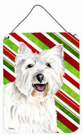 Westie Candy Cane Holiday Christmas Wall or Door Hanging Prints Aluminum Metal Sign Kitchen Wall Bar Bathroom Plaque Home Decor Front Door Plaque, 12x16, Multicolor