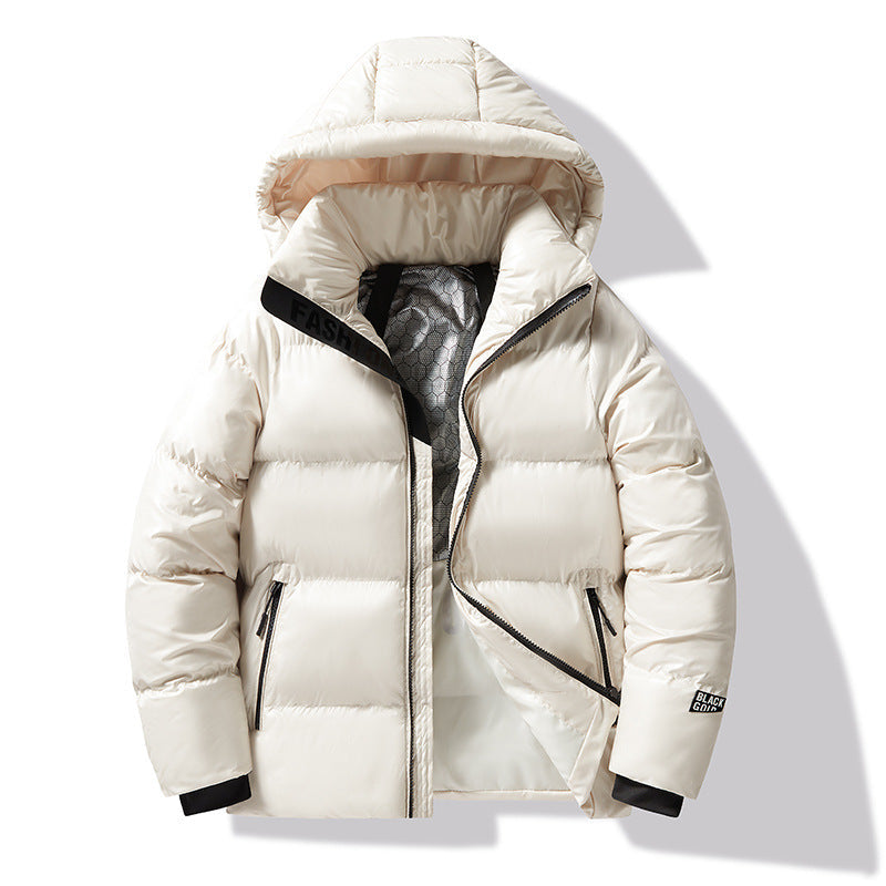 Loose-fitting Black Gold Cotton-padded Hooded Down Jacket