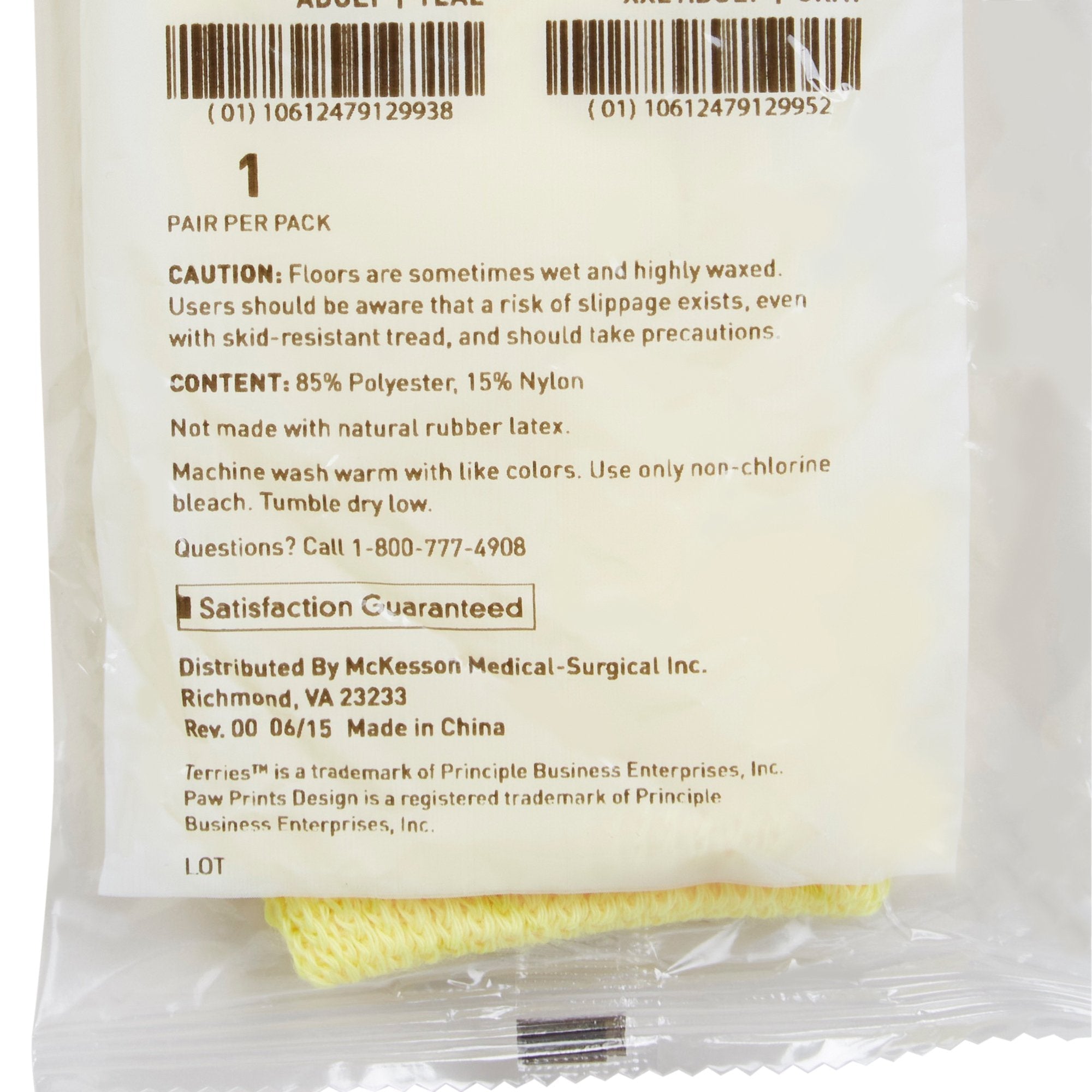 McKesson Terries™ Single Tread Slipper Socks, Toddler 40-3850