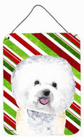 Bichon Frise Candy Cane Holiday Christmas Wall or Door Hanging Prints Aluminum Metal Sign Kitchen Wall Bar Bathroom Plaque Home Decor Front Door Plaque, 12x16, Multicolor