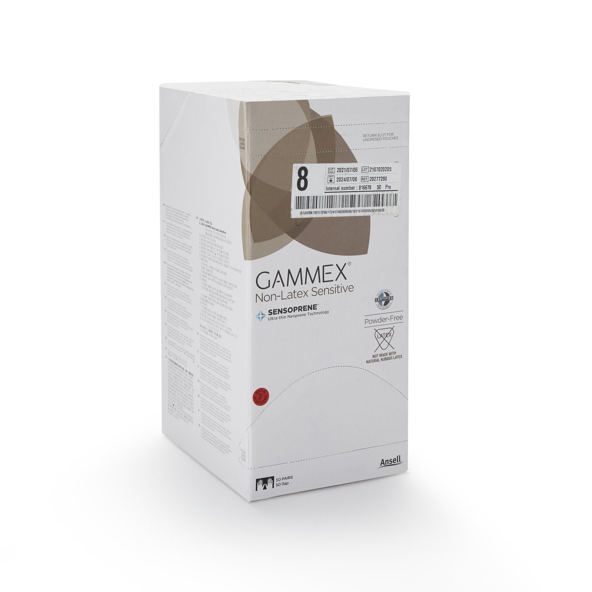Gammex® Non-Latex Sensitive Polychloroprene Surgical Glove, Size 8, Cream 20277280