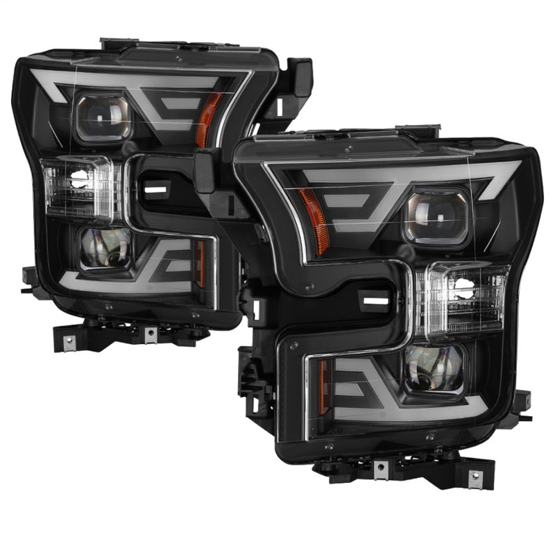 SPYDER xTune 15-17 Ford F-150 DRL LED Light Bar Projector Headlights - Black (PRO-JH-FF15015-LB-BK) 9042935