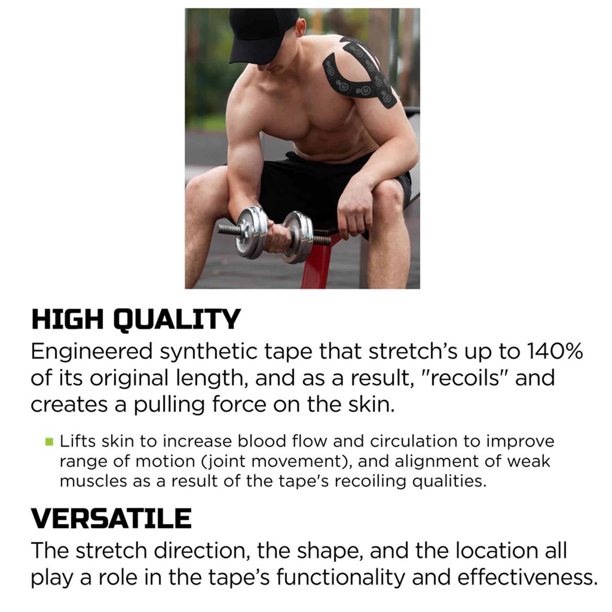 Green Drop Sports Tape, Infused Kinesiology Tape for Recovery KIN-1456