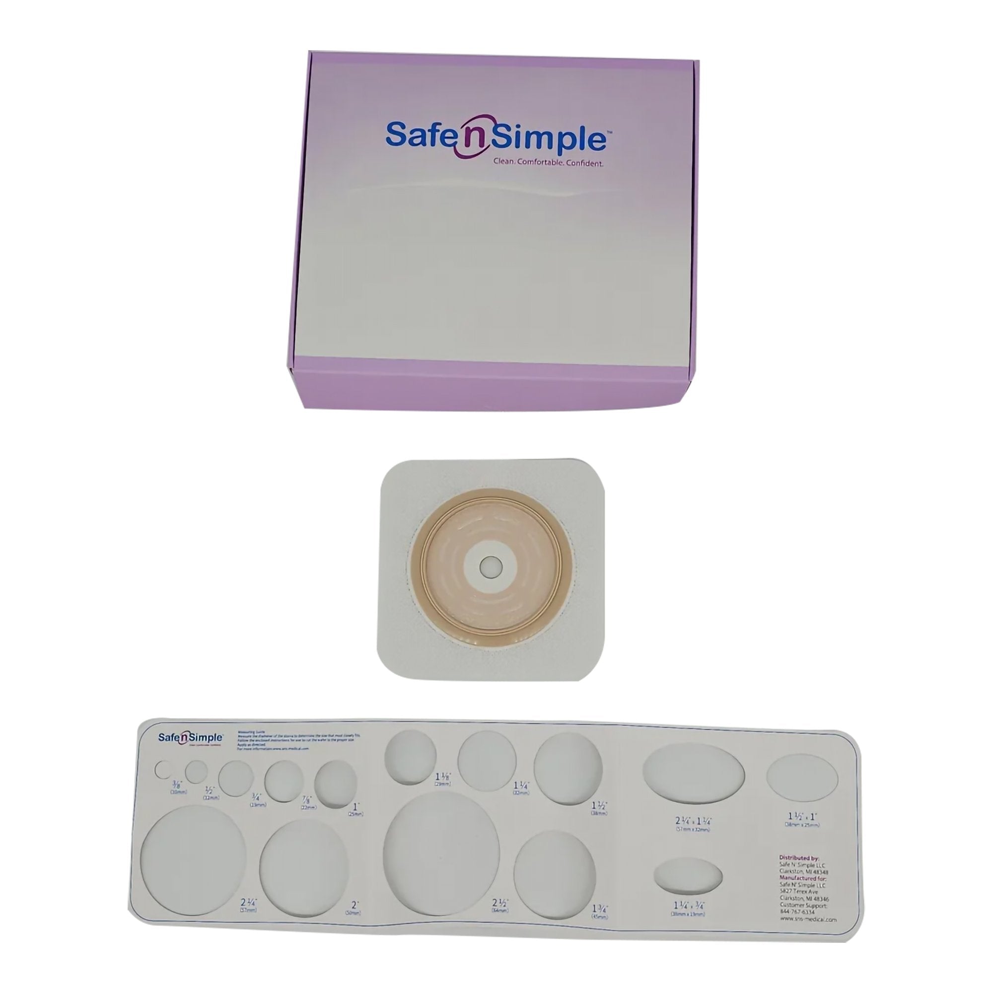 Ostomy Barrier Trim to Fit, Standard Wear Adhesive Tape Collar 70 mm Flange Up to 2-1/4 Inch Opening 5 X 5 Inch SNS7805234