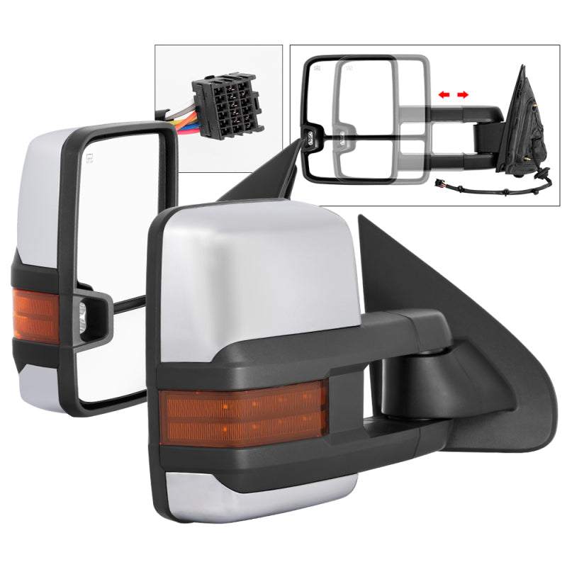 SPYDER xTune Chevy Silverado 14-16 Heated Amber LED Signal Mirror Chrome MIR-CSIL14S-G3C-PWH-AM-SET 9936777