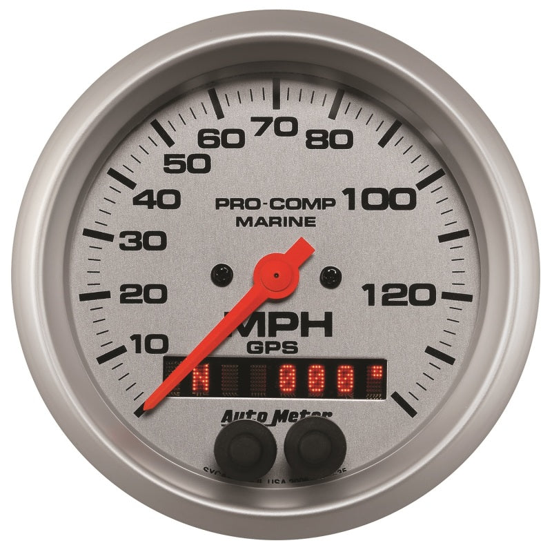 AutoMeter Marine Silver 3-3/8in. 140MPH GPS Speedometer Gauge 200638-33