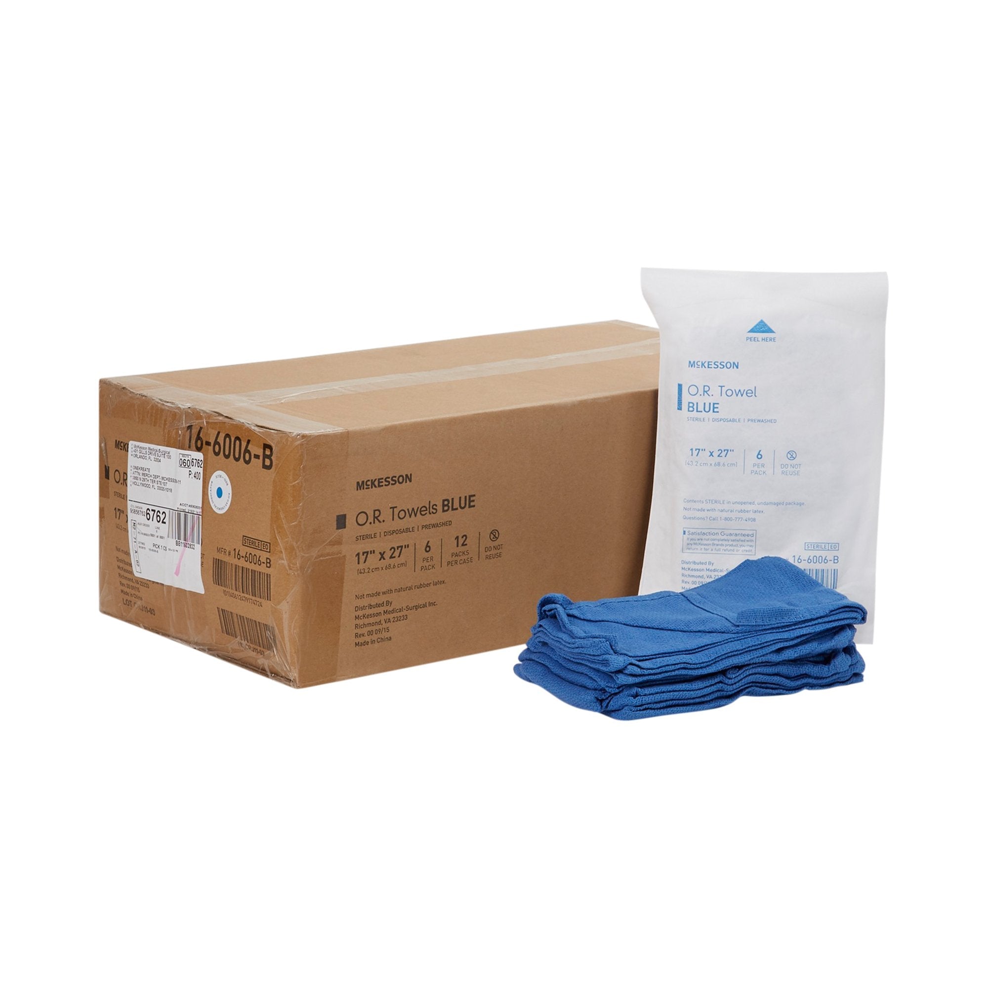 McKesson Sterile Blue O.R. Towel, 17 x 27 Inch 16-6006-B