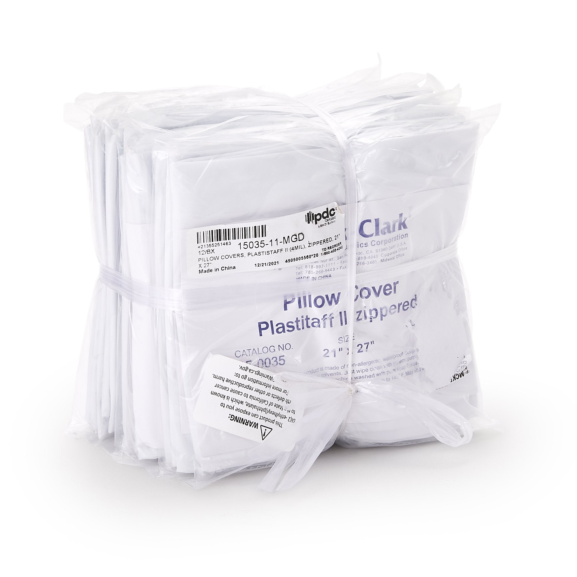 Mark-Clark® White 4 mil Plastistaff Pillow Cover With Zip, 21 x 27 Inch 15035-11-MGD