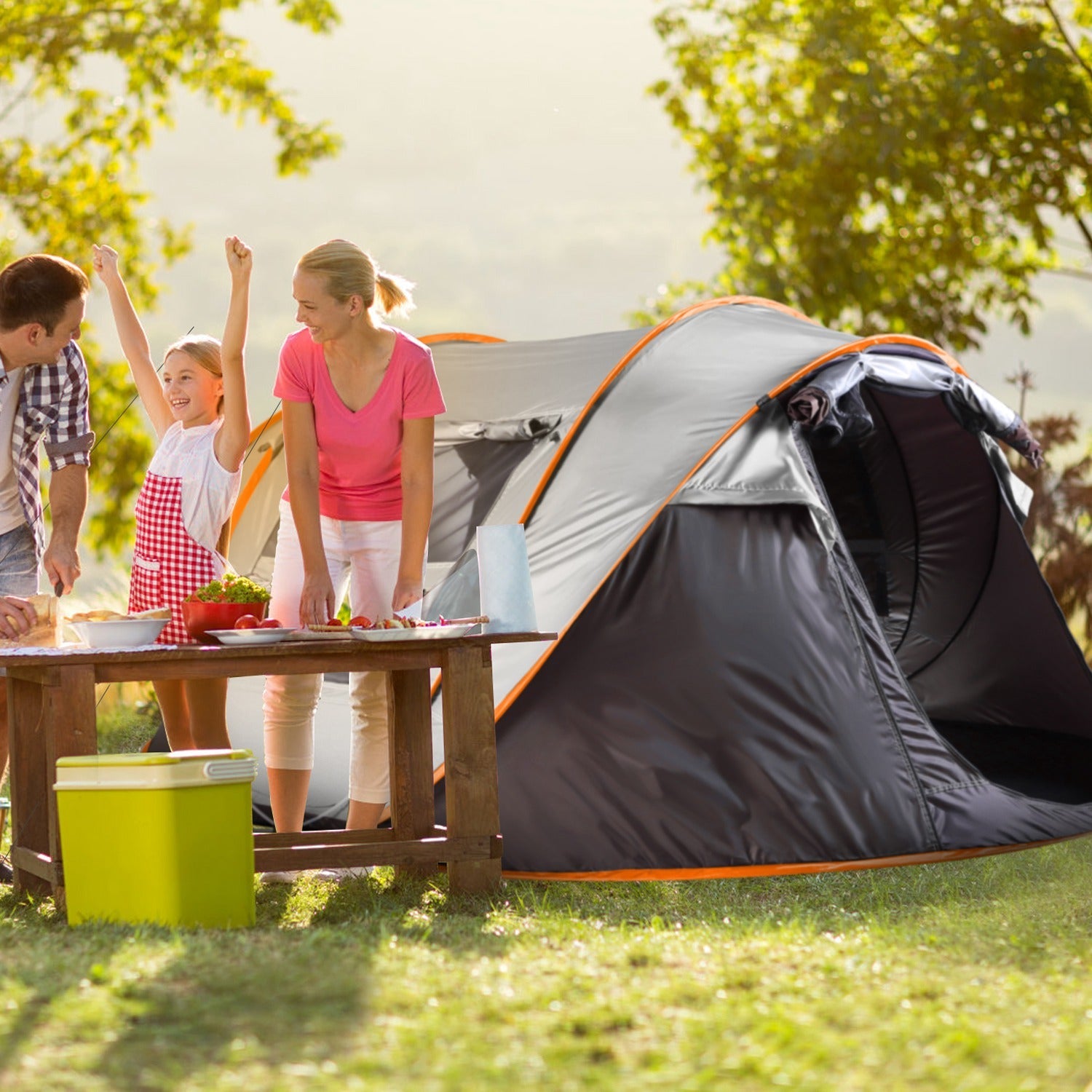 3-4 Person Pop Up Tent Automatic Setup Camping Tent Waterproof Instant Setup Tent with 2 Mosquito Net Windows Carrying Bag for Hiking Climbing Adventu