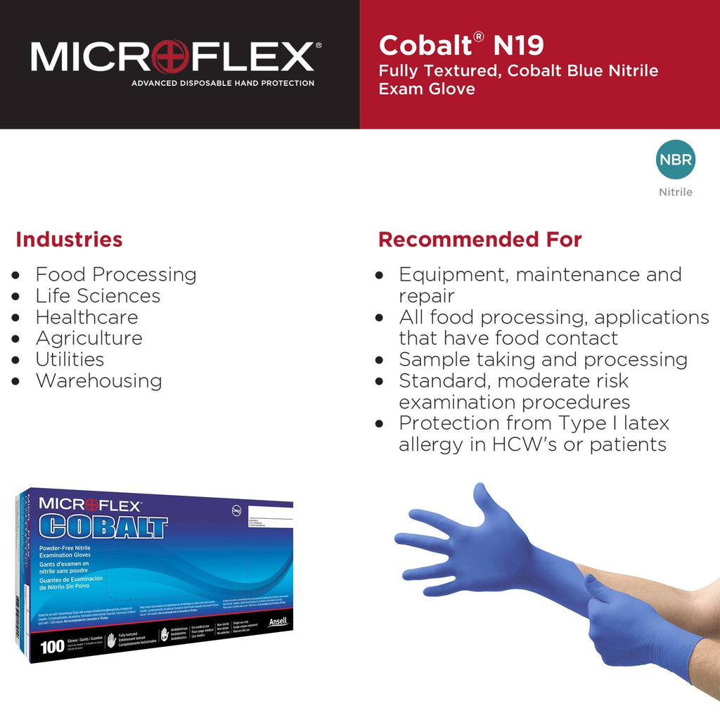 Microflex® Cobalt® Nitrile Exam Glove, Large, Blue N193