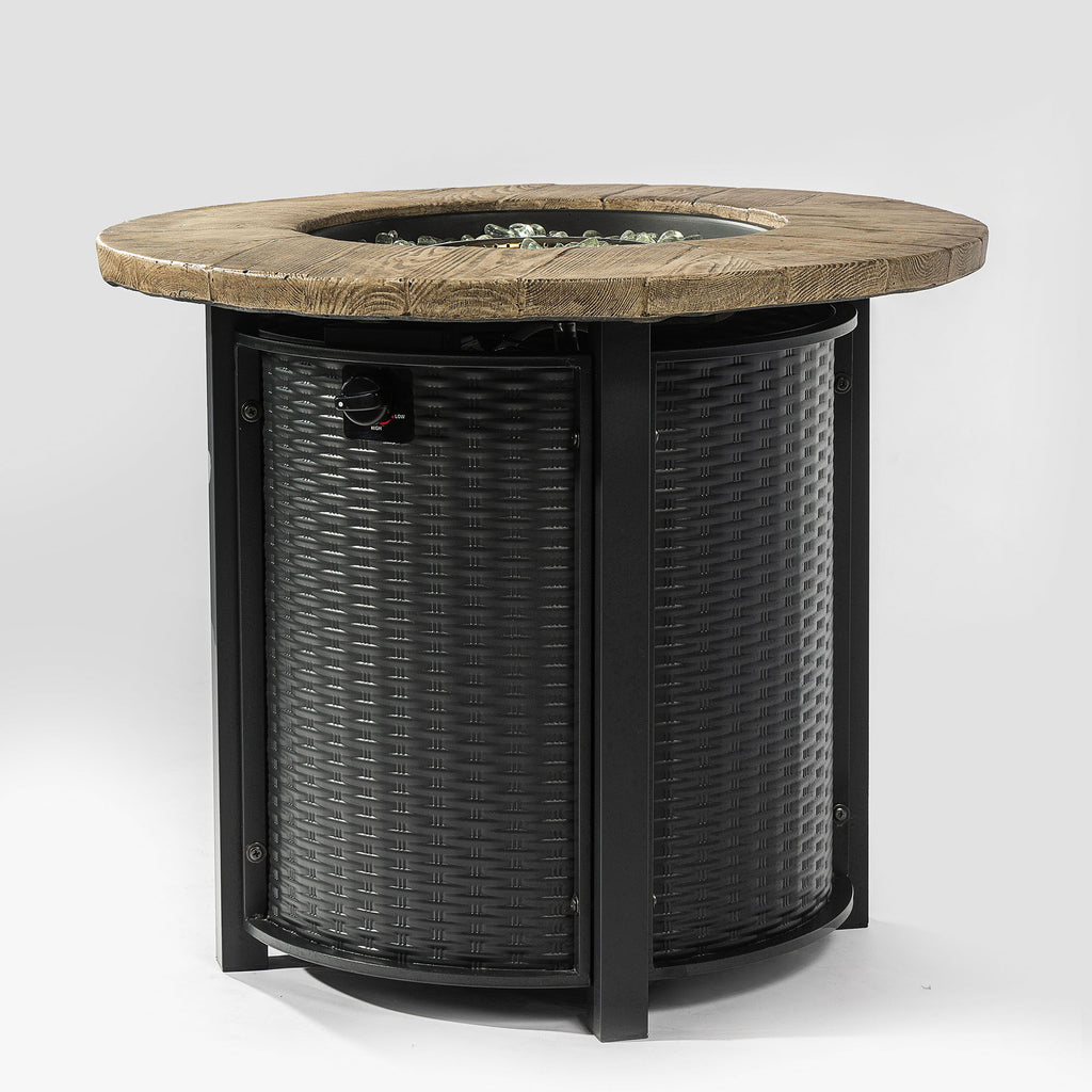 Propane Gas Fire Pit Table, 50000 Btu Round Steel Fire Pit