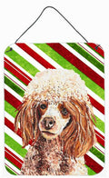 Red Miniature Poodle Candy Cane Christmas Wall or Door Hanging Prints Aluminum Metal Sign Kitchen Wall Bar Bathroom Plaque Home Decor Front Door Plaque, 12x16, Multicolor