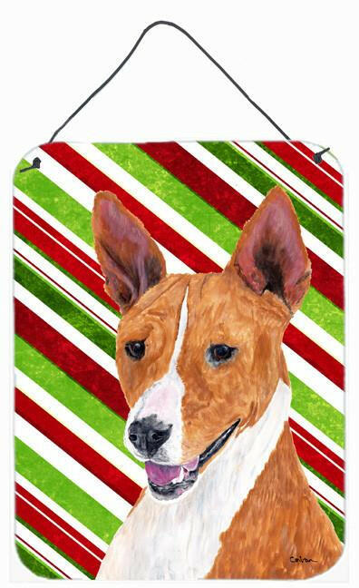 Basenji Candy Cane Holiday Christmas Wall or Door Hanging Prints Aluminum Metal Sign Kitchen Wall Bar Bathroom Plaque Home Decor Front Door Plaque, 12x16, Multicolor