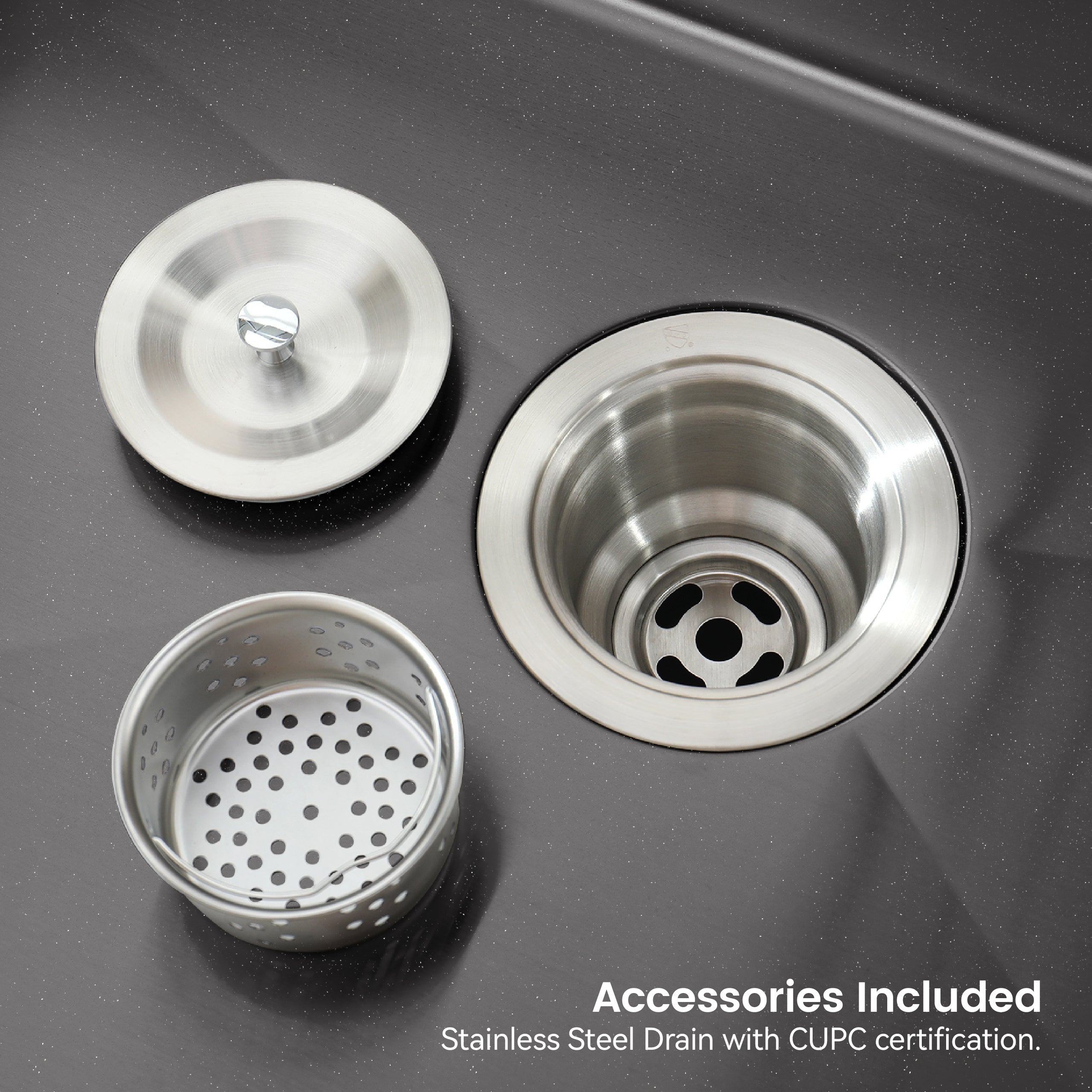 Stainless Steel Kitchen Sink, 23″x19″ Single Bowl, Undermount Handmade Sink in Black, with US Standard Drain and Hook, LS-SSBL02