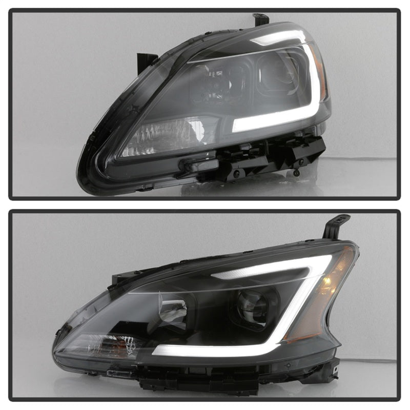 SPYDER xTune 13-15 Nissan Sentra DRL LED Light Bar Proj Halogen Headlights - Blk Smoke (PRO-JH-NS13-LB-BSM) 9042973