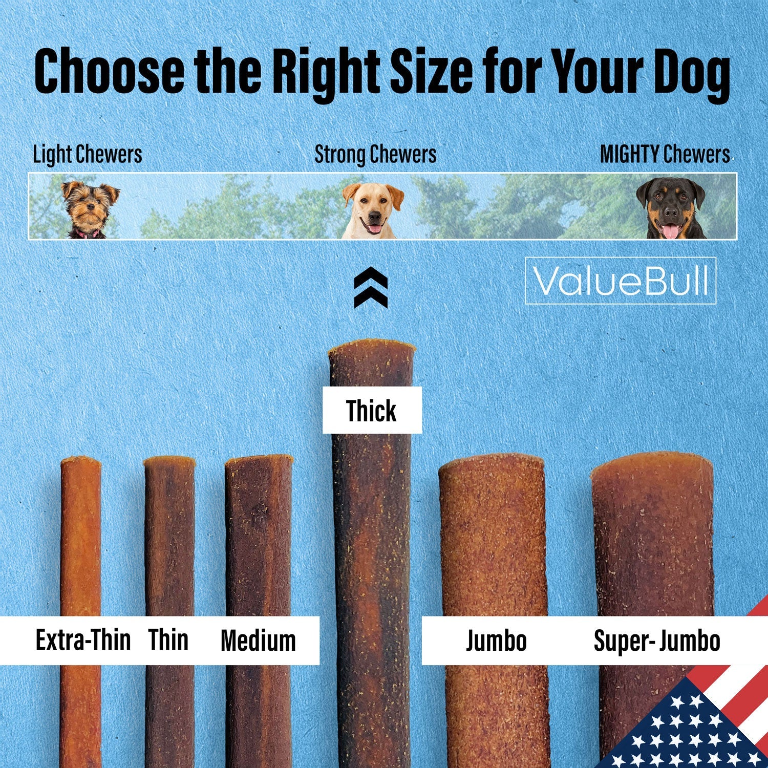 ValueBull USA Collagen Sticks for Dogs, 6 Inch Thick Chews, Natural Long-Lasting Dog Treats, 50 Count