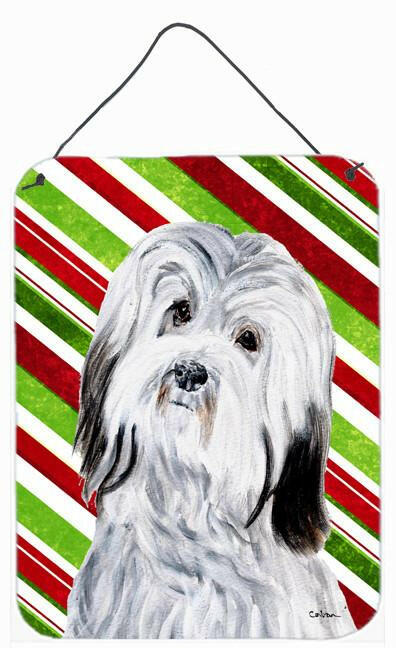 Havanese Candy Cane Christmas Wall or Door Hanging Prints Aluminum Metal Sign Kitchen Wall Bar Bathroom Plaque Home Decor Front Door Plaque, 12x16, Multicolor