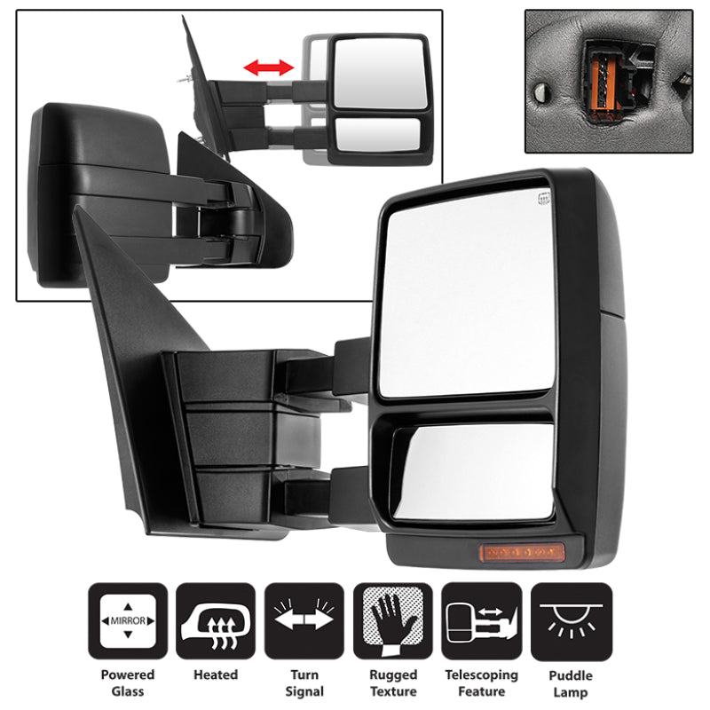 SPYDER Xtune Ford F150 07-14 Power Heated Amber LED Signal Telescoping Mirror Right MIR-FF15007S-PWH-AM-R 9935398