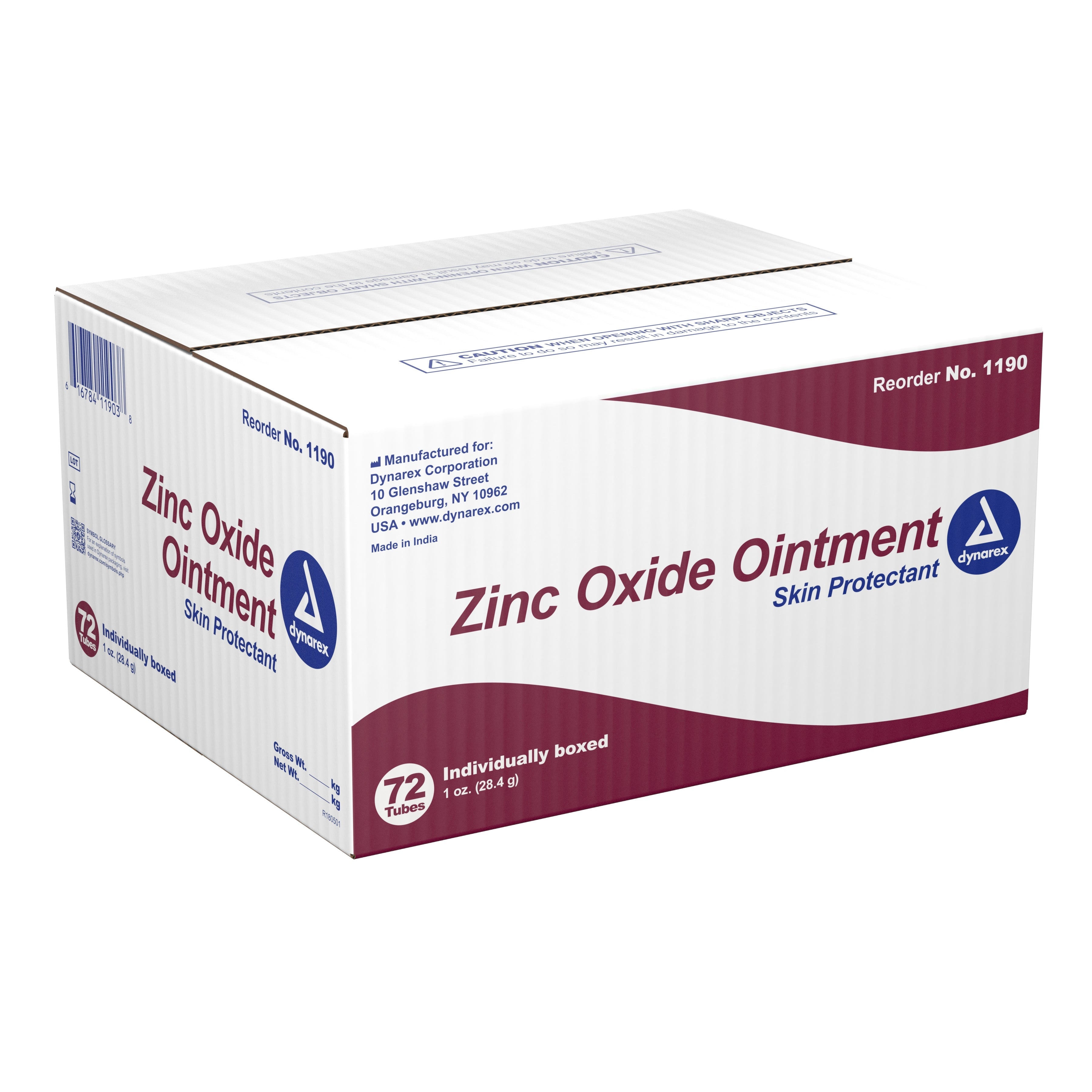 Dynarex Zinc Oxide Skin Protectant, 1 Oz Tube 1190