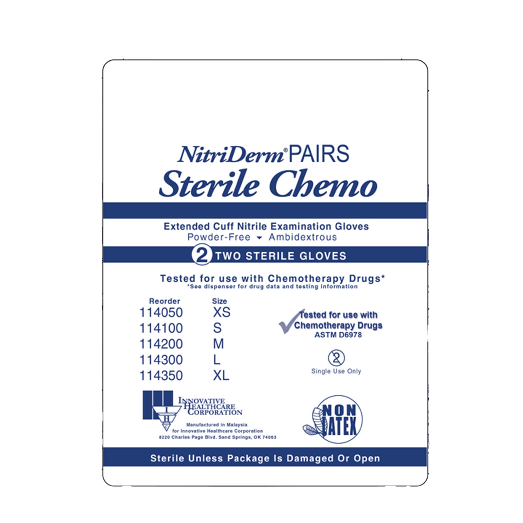 NitriDerm® EC Nitrile Extended Cuff Length Exam Glove, Small, Blue 114100