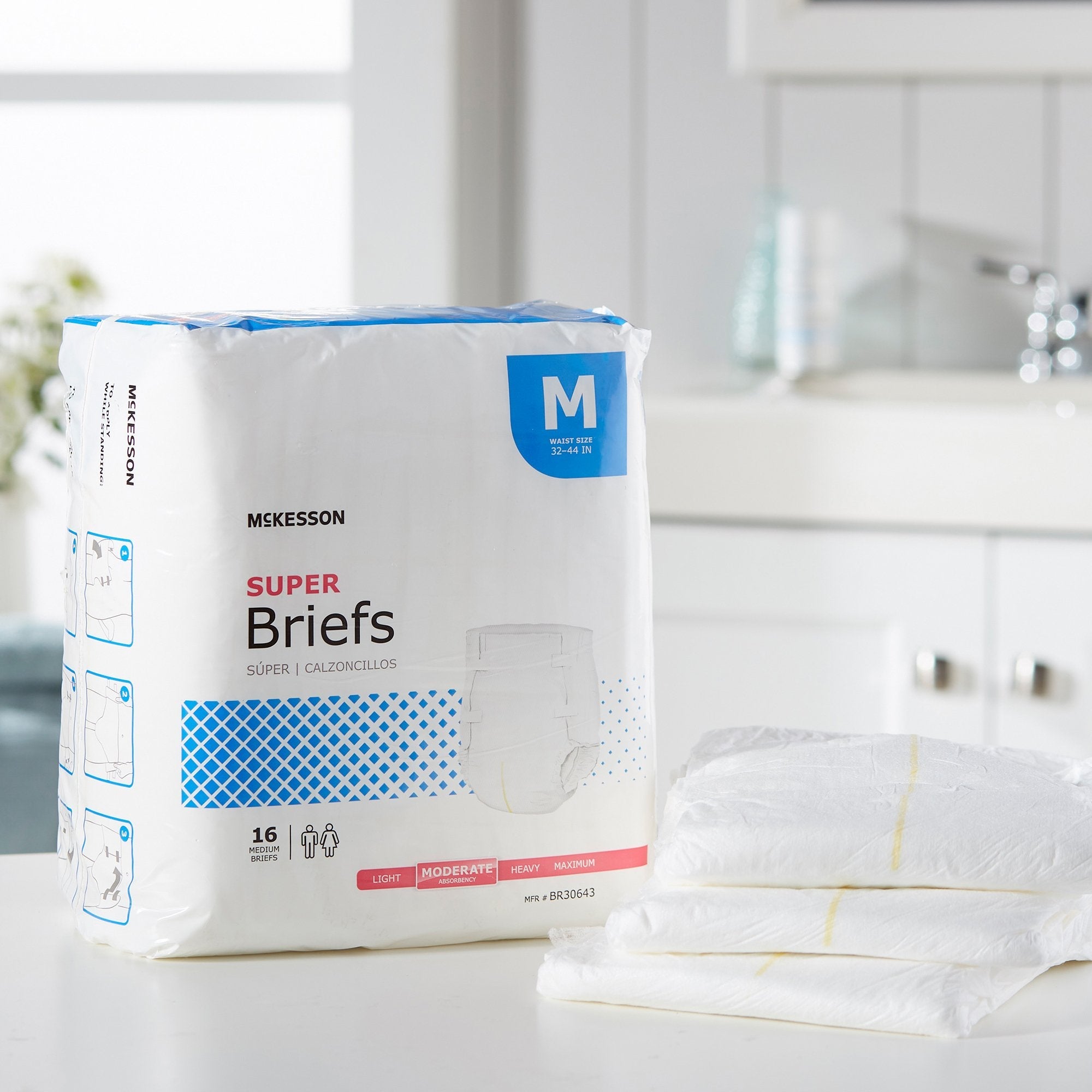 McKesson Super Moderate Absorbency Incontinence Briefs, Medium BR30643