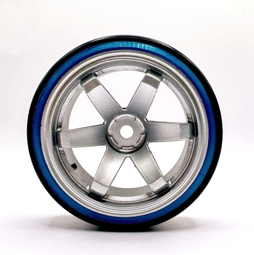 IRonManRc 1/10 DRIFT WHEELS W/ HARD TIRES * 6 SPOKE TE37 DAVEEZ * 4 PACK